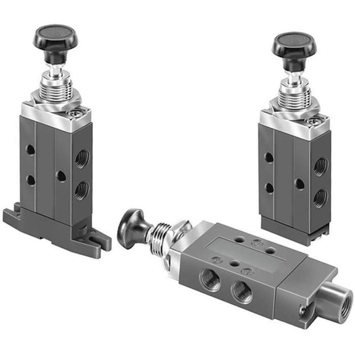 Válvula de Control Neumático Manual Parker 414931000 Accionamiento por Botón 3 Vías NPT de 1/8 in Normalmente Cerrada