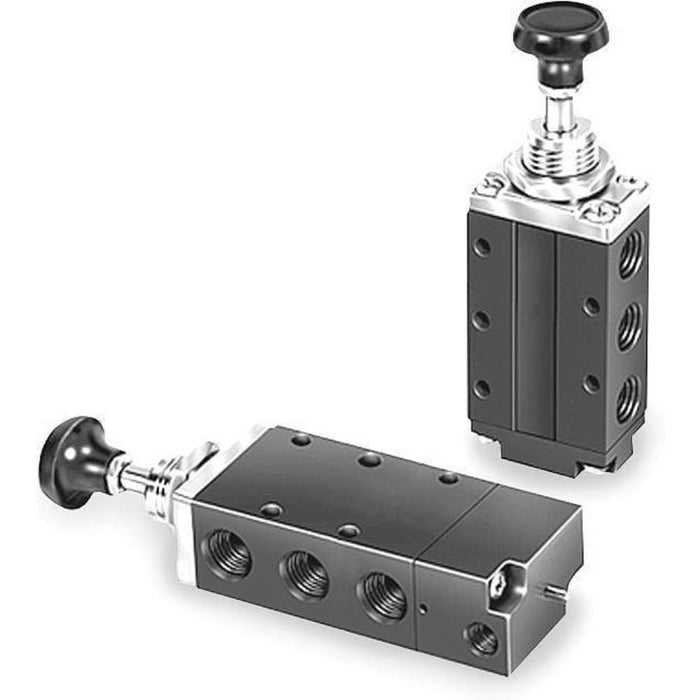 Válvula de Control Neumático Manual Parker 520411000 Accionamiento por Botón 4 Vías NPT de 1/4 in