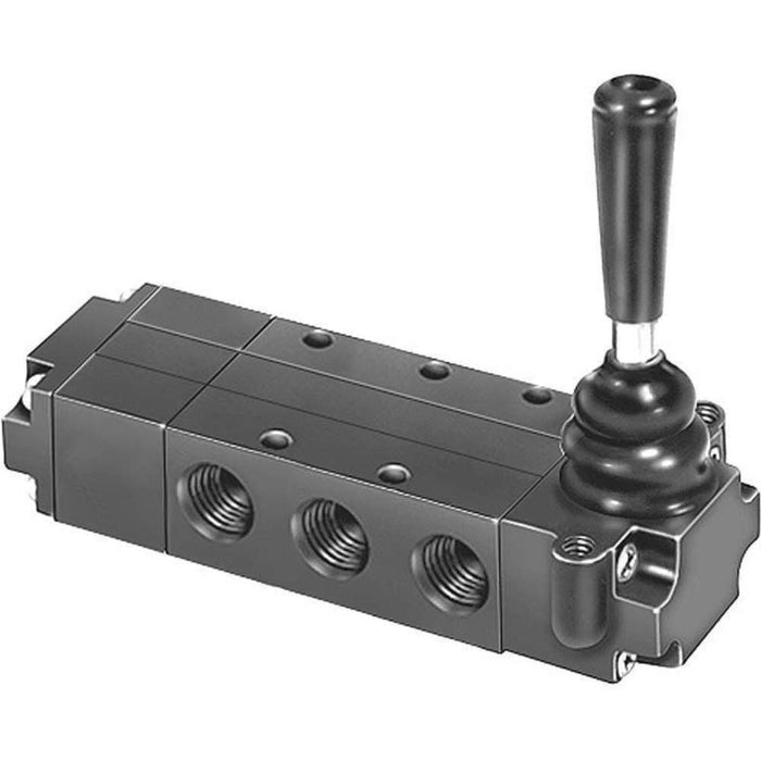 Válvula de Control Neumático Manual con Palanca Parker 529831000 4 Vías 3 Posiciones NPT de 1/4 in
