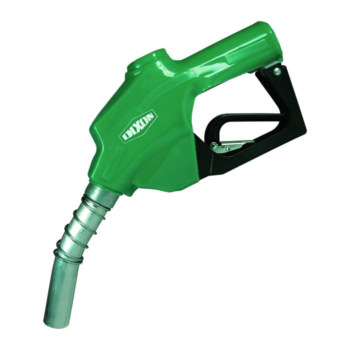 Boquilla de despacho de diésel Dixon Bayco Fuel Master de alto flujo, entrada 1 pulgada NPT, cuerpo verde con gatillo, DFN100SF