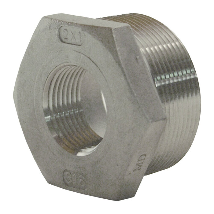 Bushing reductor Dixon 150# 316ss hexagonal 3/4" macho NPT × 1/2" hembra NPT – 3/4" acero inoxidable HB7550SS