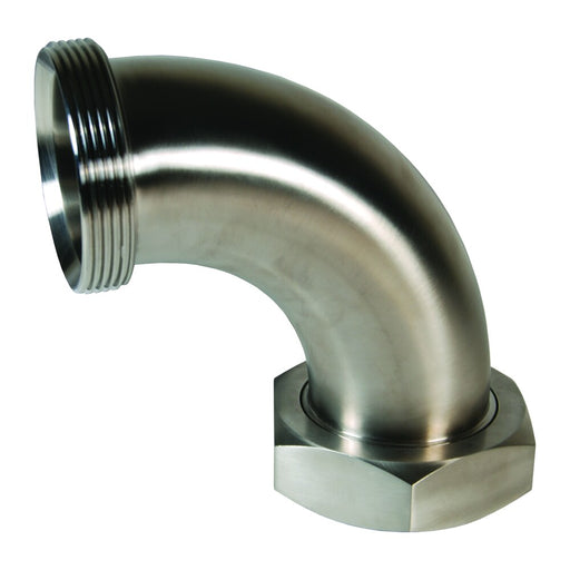 Codo Dixon 2.5" 304ss roscado bevel asiento × plain bevel asiento, hexagonal tuerca 90° – 5" acero inoxidable B2F-G250