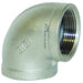Codo de 90° Dixon 4" rosca hembra NPT en acero inoxidable 316 EL90400SS