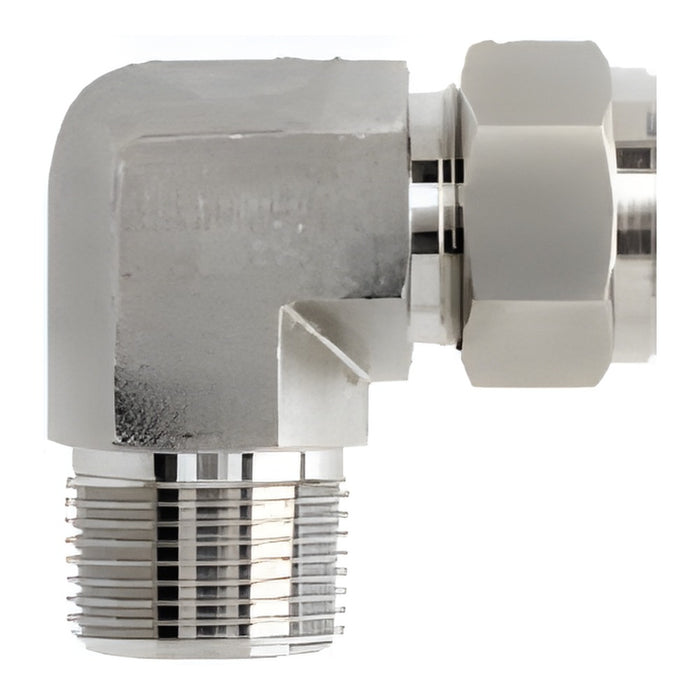 Codo Dixon macho rosca macho NPT en acero inoxidable 316 — medidas 1/4" a 1"