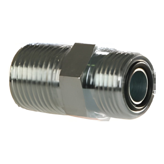 Conector Dixon macho rosca macho NPTF cara plana en acero platinado — serie FS2404