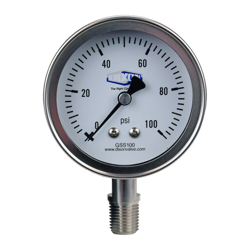 Manómetro Dixon Acero inoxidable dry manómetro 2 1/2" face, 1/4" lm, 0 600psi – 2 1/2" acero inoxidable GSS600