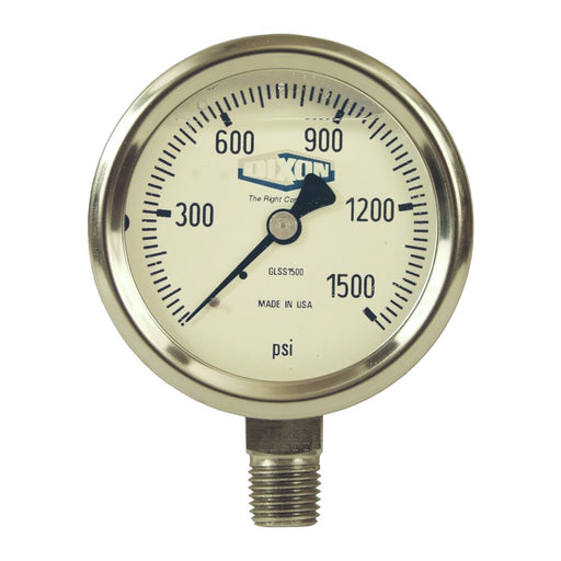Manómetro Dixon Acero inoxidable liquid filled manómetro 2 1/2" face, 1/4" lm, 0 600psi – 2 1/2" acero inoxidable GLSS600