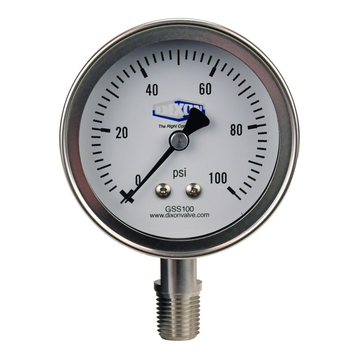 Manómetro Dixon 2-1/2" × 1/4" en acero inoxidable GSS400