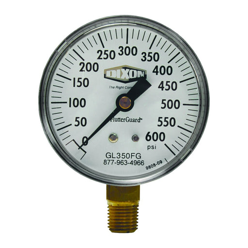 Manómetro Dixon Flutter guard dry manómetro 2 1/2" face 1/4" lower montaje, 0 5000psi – 2 1/2" GL375FG