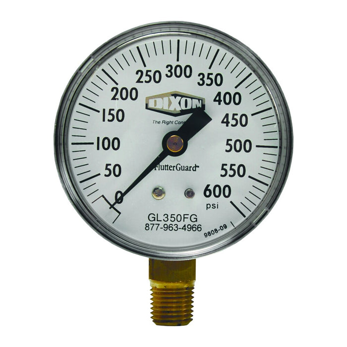Manómetro Dixon Flutter guard dry manómetro 2 1/2" face 1/4" lower montaje, 0 5000psi – 2 1/2" GL375FG