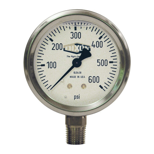 Manómetro Dixon Liquid filled acero inoxidable case manómetro 2 1/2" face, 1/4" lm, 0 5000psi – 2 1/2" acero inoxidable GLS455