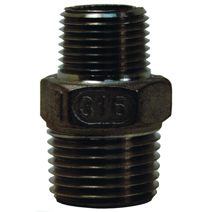 Niple Dixon 1/2" × 3/8" rosca macho NPT en acero inoxidable 316 RHN5038SS