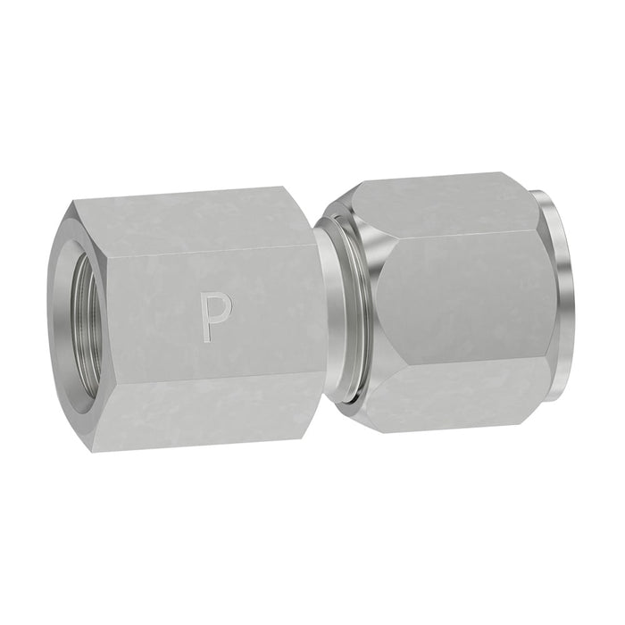 Conector Recto Ferulok Parker 6-8 GBU-SS — Tubo 3/8 a Hembra NPTF 1/2-14 en Acero Inoxidable 316