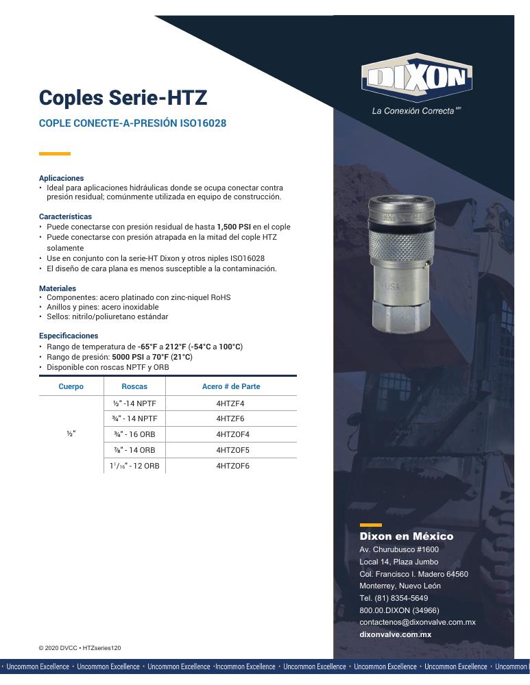 Portada flyer acoplamientos Serie HTZ Dixon — Suminregio Industrial