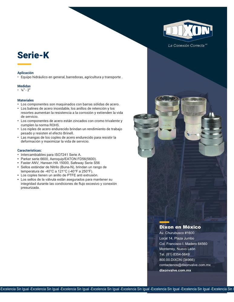 Portada flyer acoplamientos Serie K Dixon — Suminregio Industrial