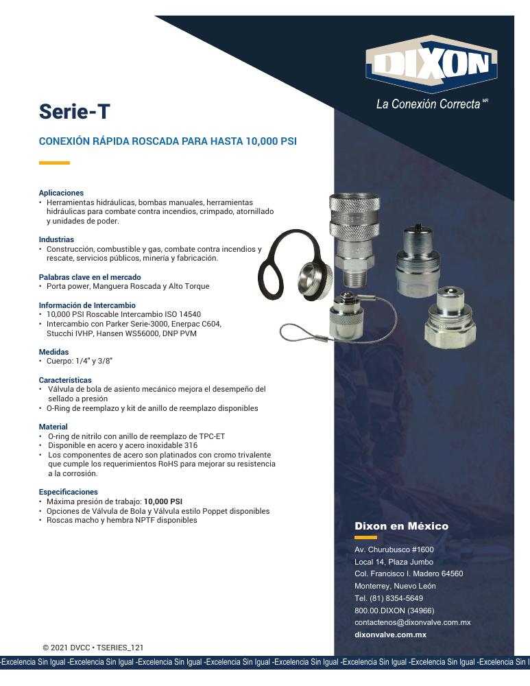 Portada flyer acoplamientos Serie T Dixon — Suminregio Industrial