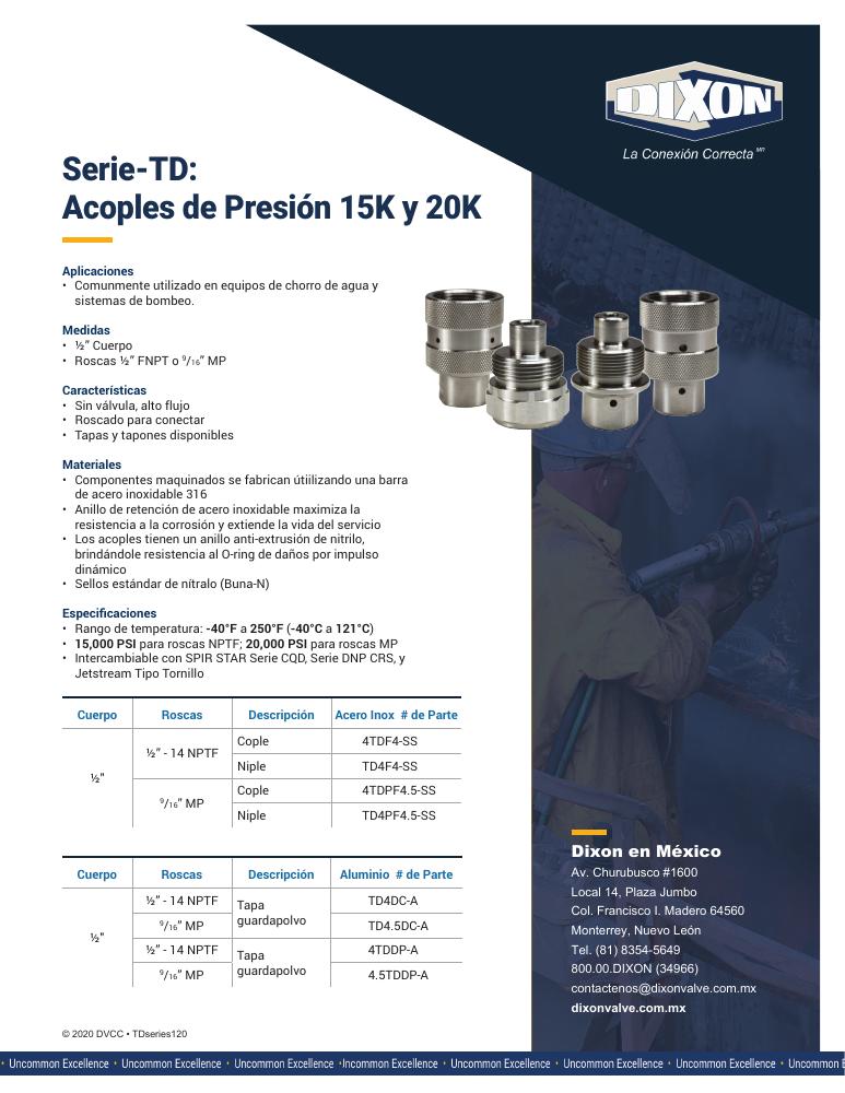 Portada flyer acoplamientos Serie TD Dixon — Suminregio Industrial