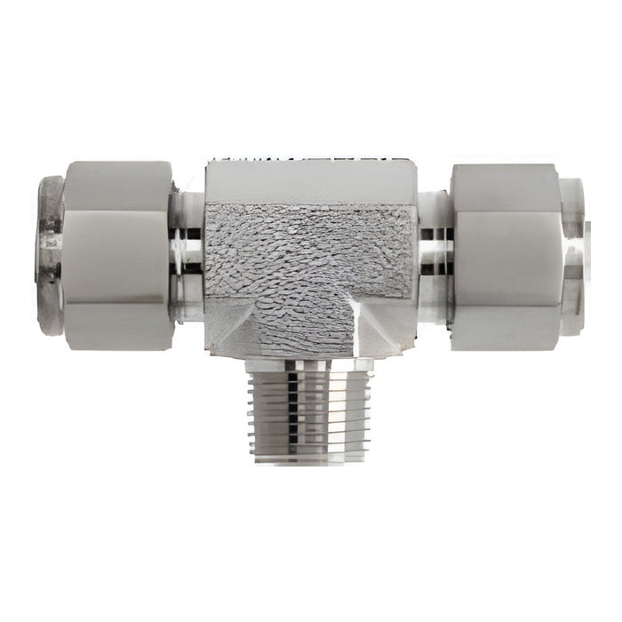 Tee de ramificación Dixon macho rosca macho NPT en acero inoxidable 316 — medidas 1/4" a 1"