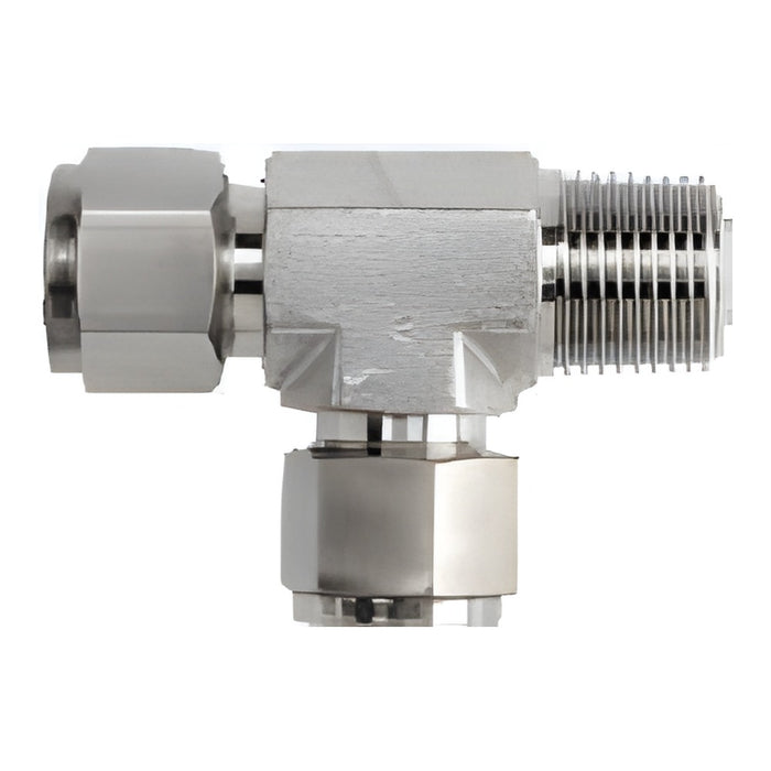 Tee Dixon macho rosca macho NPT en acero inoxidable 316 — medidas 1/4" a 3/4"