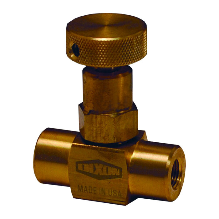 Válvula de aguja Dixon Latón fem a fem mini aguja knurled knob (1/4" 18 npt) – 1/4" latón FFB102