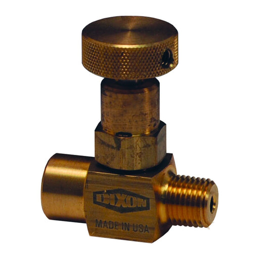 Válvula de aguja Dixon Latón macho a fem mini aguja knurled knob (1/8" 27 npt) – 1/8" latón MFB101