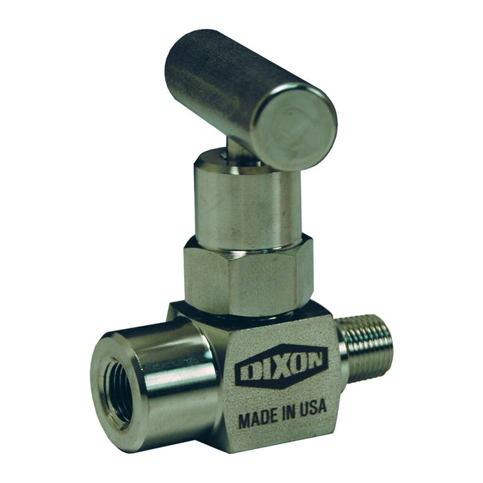 Válvula de aguja Dixon 316ss macho a fem mini aguja t design palanca (1/2" 14 npt) – 1/2" acero inoxidable MFS404