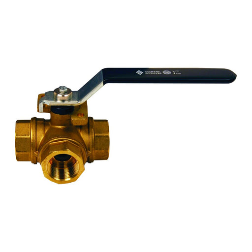 Válvula de bola Dixon 1 1/2" latón 3 vías diverting bv hembra NPT, std puerto, t flujo, brcw617n – 1 1/2" latón BBV150DTW
