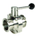 Válvula mariposa sanitaria Dixon Serie B5107 de 2 pulgadas con extremos clamp y palanca en acero inoxidable, B5107E200CC-A